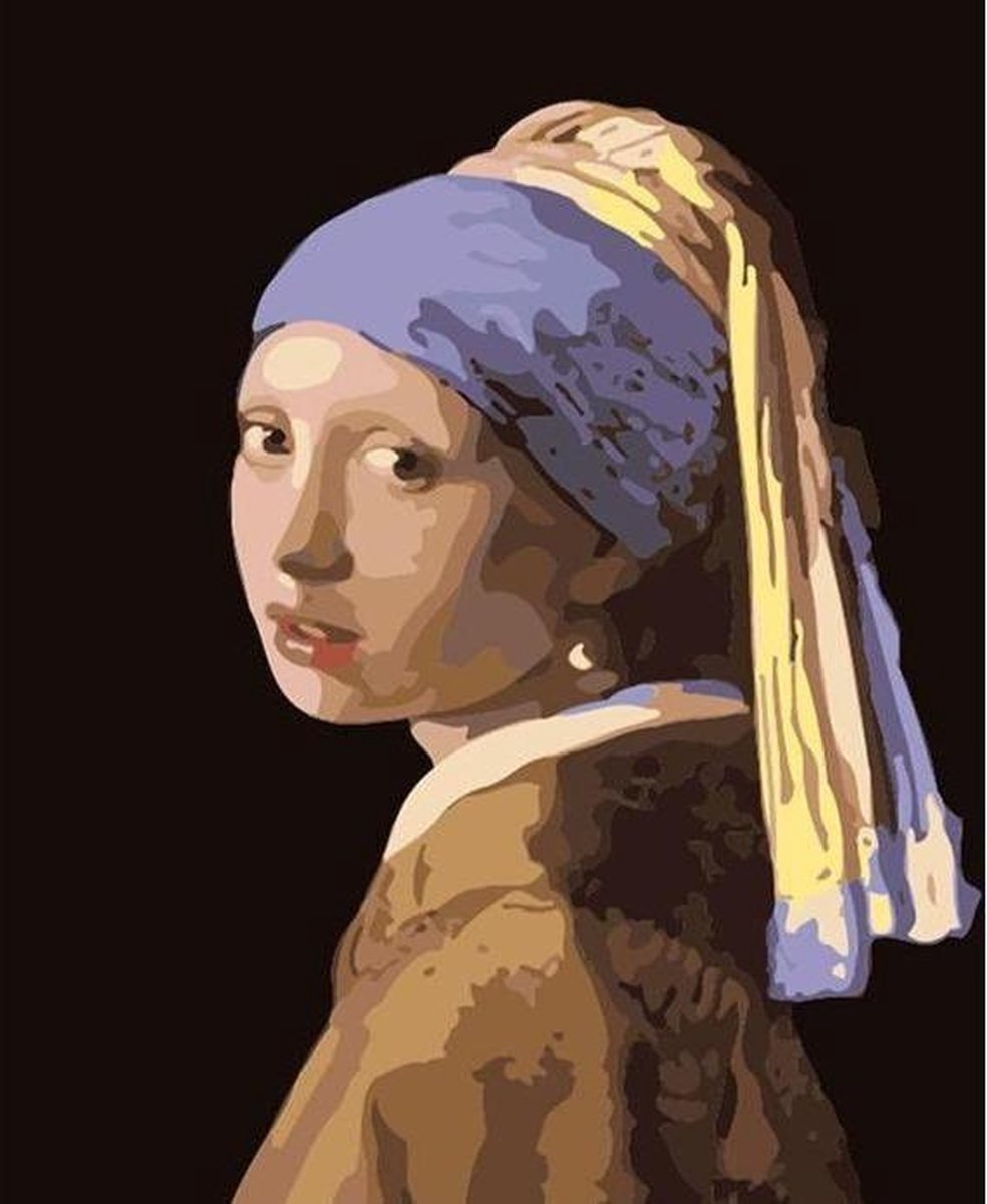 Schilderen op Nummer | Meisje met de Parel - 40x50cm - Exclusief Lijst (24 kleurtjes)